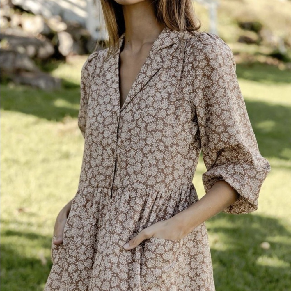 Anniston Dress - Floral Brown Dress